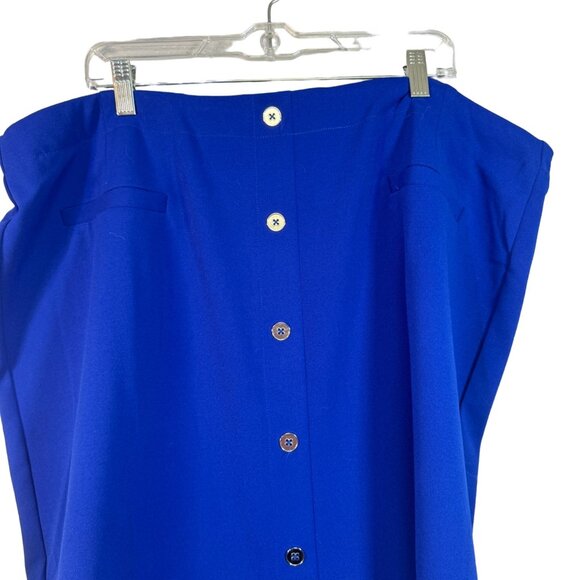 Avenue Women's Size 22/24 Royal Blue Button-Front Skirt Career - Picture 2 of 4